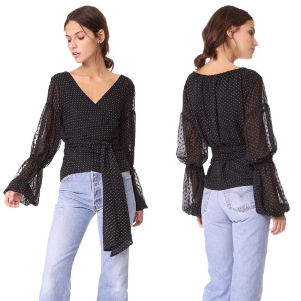 Club Monaco Polka Dot Wrap Top